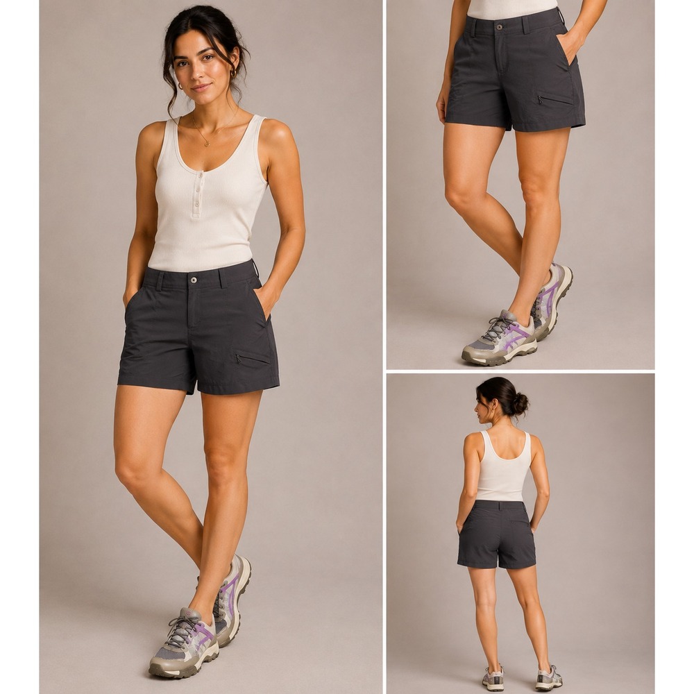 Duluth Trading Co Shorts Womens 16 Gray Excellent Dry On The Fly Hiking Utility